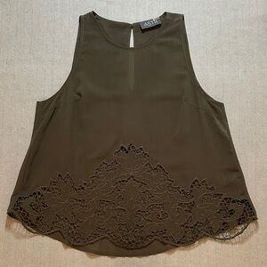 ASTR Olive Green Lace tank Small